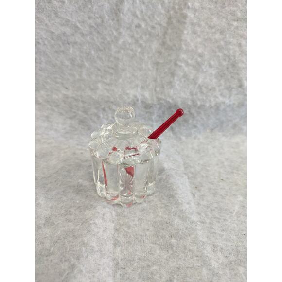 Set Of 2 Vintage Mid Century Clear Glass Bottle Salt Pepper Shaker Lid Stopper - Picture 3 of 15